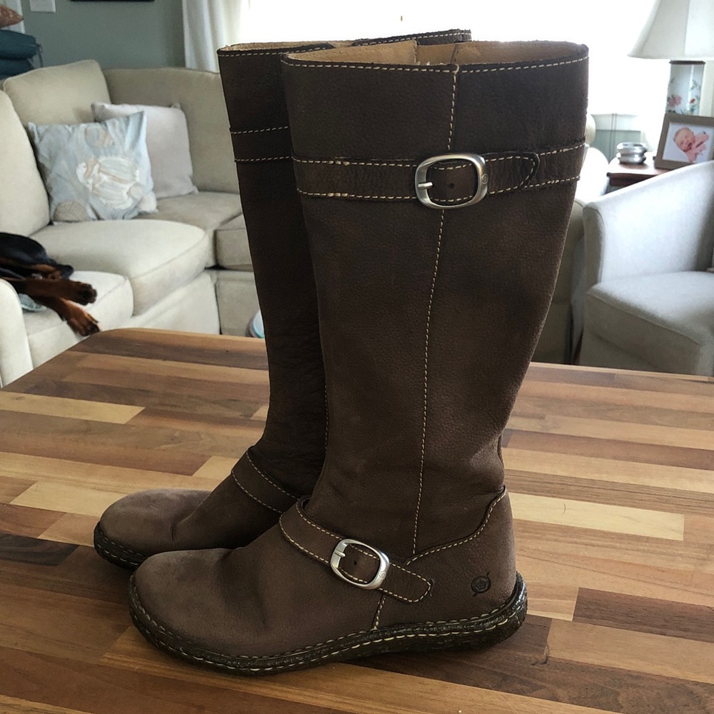 Born Brown Knee-High Leather Riding Boots